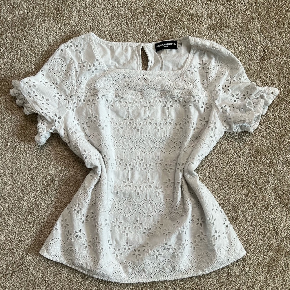 Karl Lagerfield Delicate White Lace Blouse